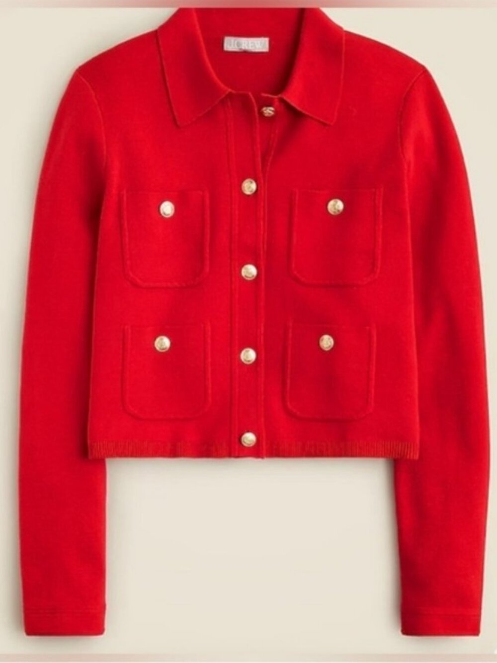 J. Crew Patch-pocket sweater lady jacket XL Red NWT